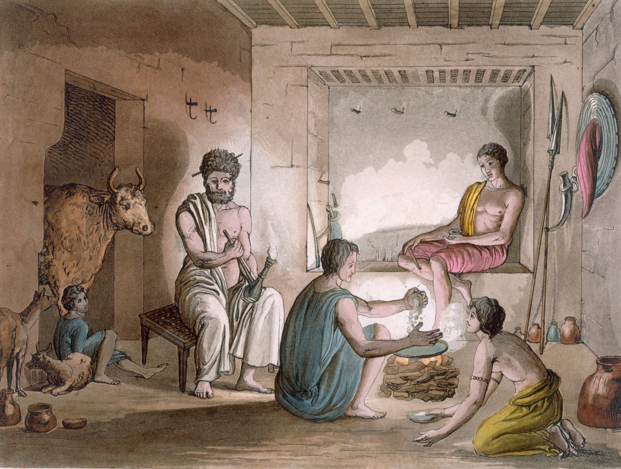 قبيلة Hazorta من الحبشة الذين يعيشون في منازل مقطوعة بالحجارة ، 1820s-30s بواسطة المدرسة الايطالية
