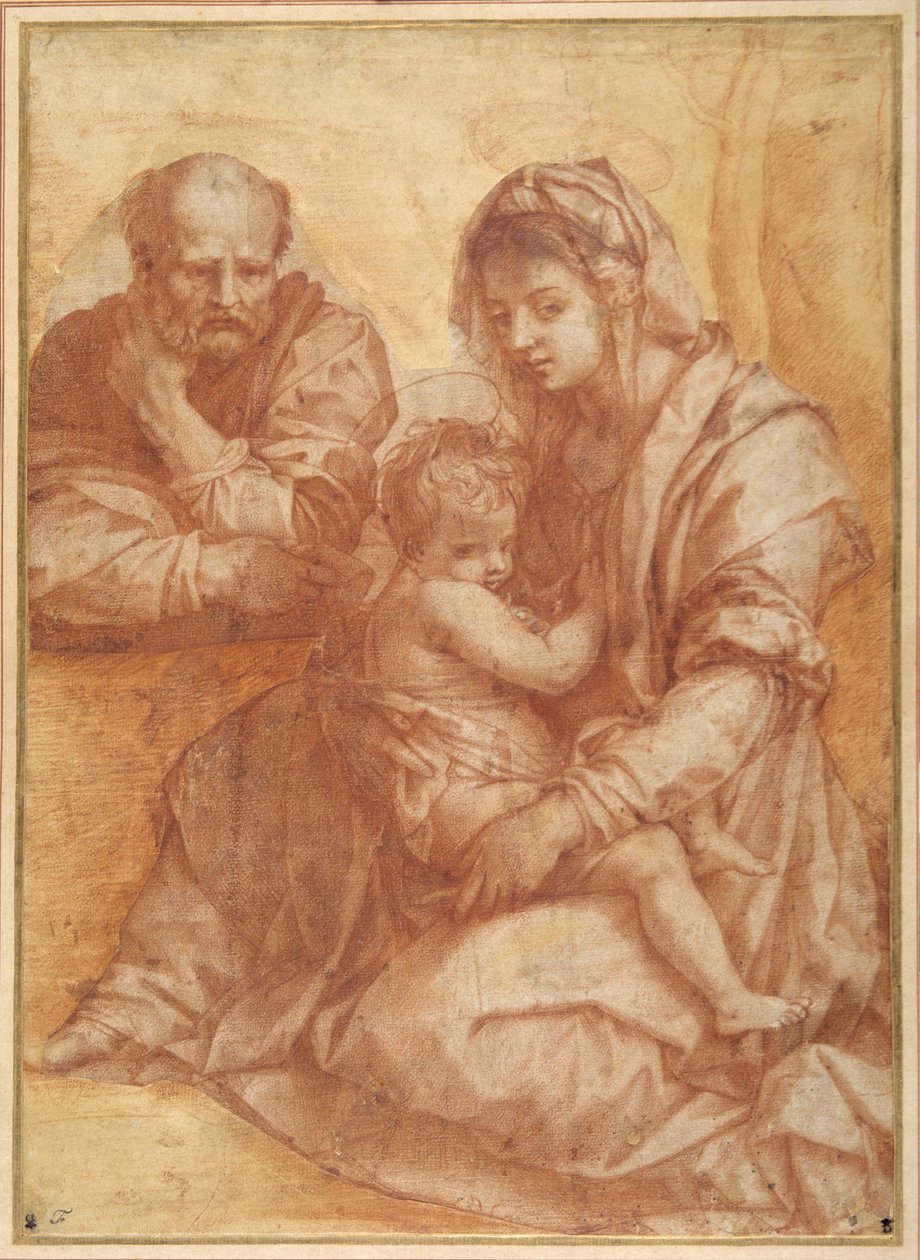 The Holy Family resting, after Andrea del Sarto (red cahlk on white paper) بواسطة المدرسة الايطالية