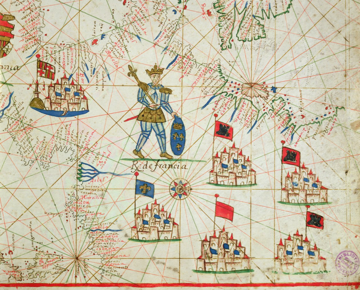 مملكة فرنسا ، من أطلس بحري ، 1646 (حبر على الرق) بواسطة المدرسة الايطالية