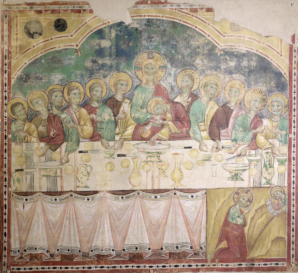 العشاء الأخير والألم في الحديقة ، c.1300 (لوحة جدارية منقولة إلى قماش) بواسطة المدرسة الايطالية
