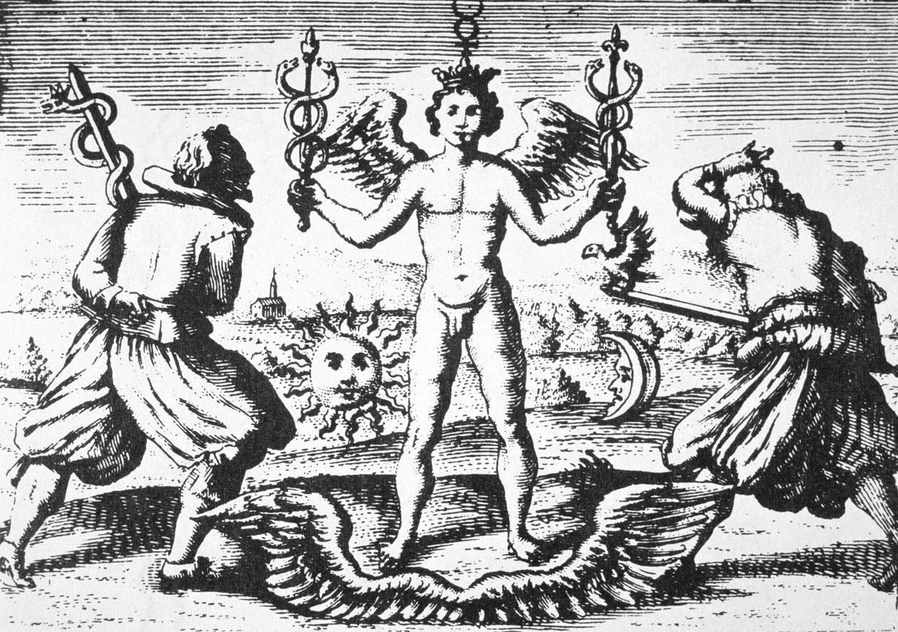 عطارد الفلاسفة ، من Della Tramutatione Metallica بقلم جيوفاني باتيستا نازاري (1589) موضح في تاريخ السحر المنشور في أواخر القرن التاسع عشر بواسطة المدرسة الايطالية