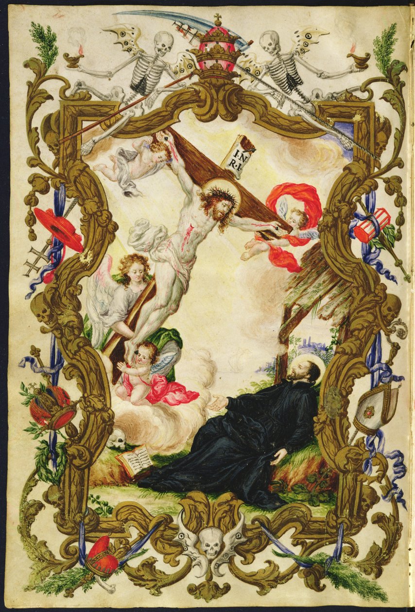 وفاة المتدين ، من Mariegola من نقابة العلمانيين من Buona Morte ، c.1712-14 (حبر على الرق) بواسطة المدرسة الايطالية