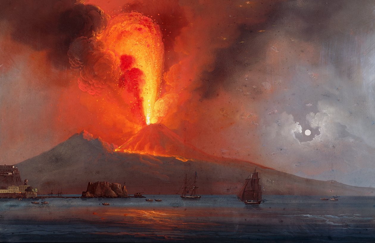 The eruption of Vesuvius in 1799 بواسطة المدرسة الايطالية