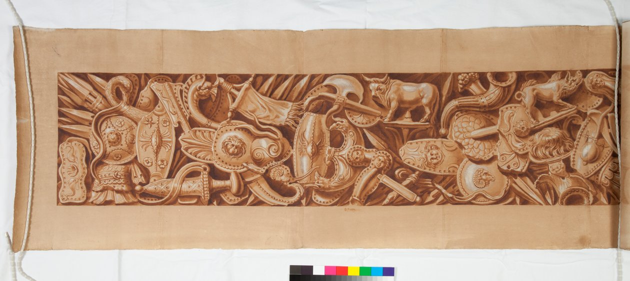 ثلاثة رسومات بعد العصور القديمة ، حوالي عام 1750 (تم زيادة الرسم بالفرشاة باللون البني الغامق فوق إشارة باهتة بالطباشير الأسود) بواسطة المدرسة الايطالية