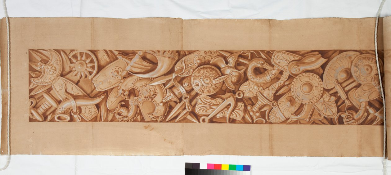 ثلاثة رسومات بعد العصور القديمة ، حوالي عام 1750 (تم زيادة الرسم بالفرشاة باللون البني الغامق فوق إشارة باهتة بالطباشير الأسود) بواسطة المدرسة الايطالية