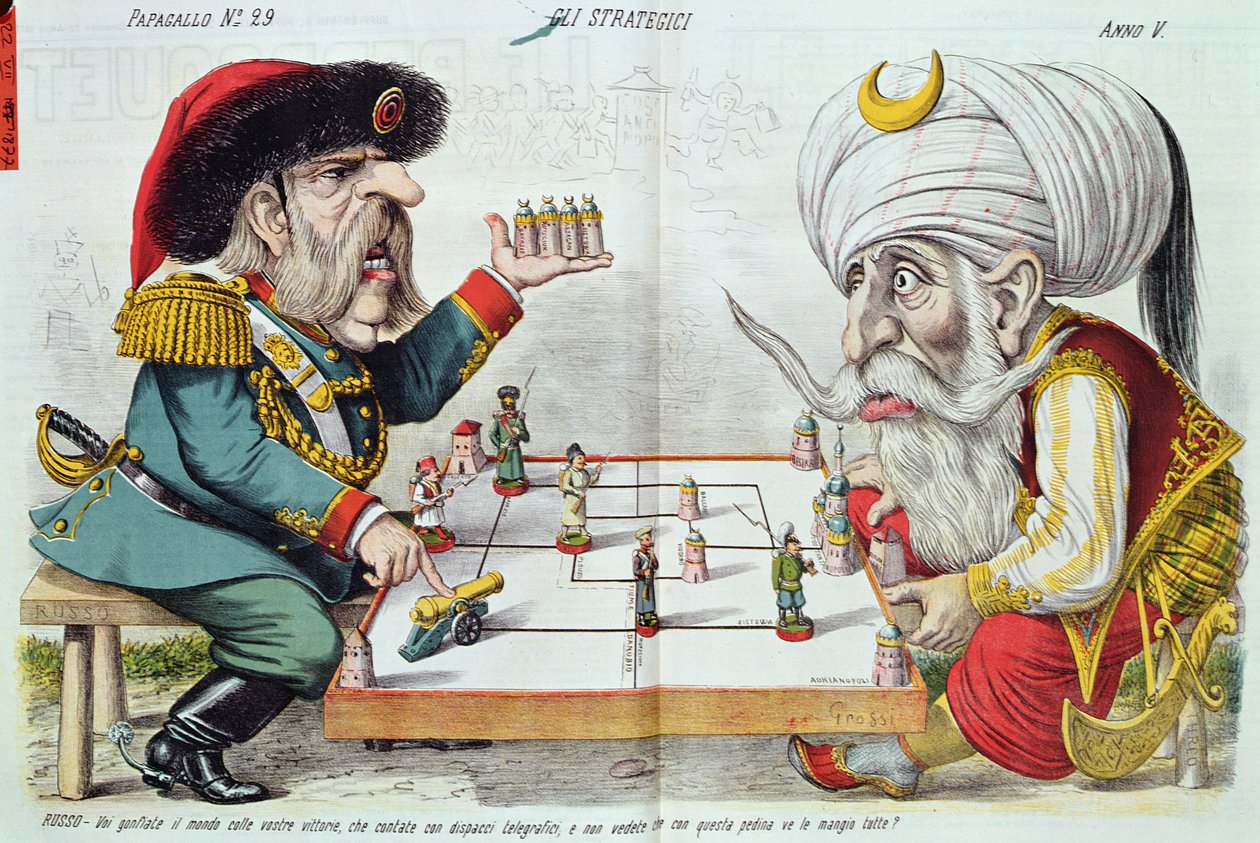 تركيا وروسيا تلعبان لعبة استراتيجية ، من Le Perroquet ، 1877 بواسطة المدرسة الايطالية