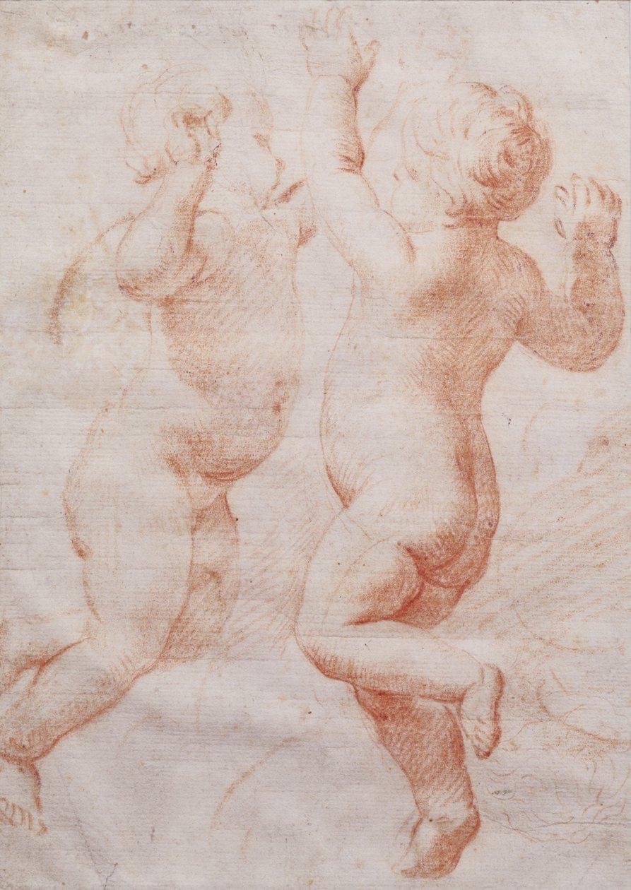 اثنين من المعجون الرقص ، c.1700 (الطباشير الأحمر) بواسطة المدرسة الايطالية