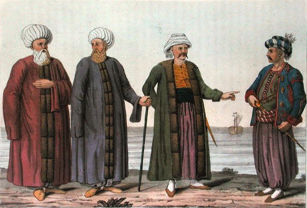 الزي الرسمي للبحرية العثمانية ، نقش بواسطة ف. راينيري (مائي) بواسطة المدرسة الايطالية