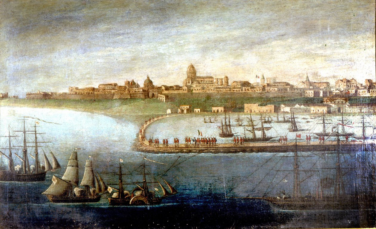اتحاد إيطاليا: حملة الألف أو القمصان الحمراء بقيادة جوزيبي غاريبالدي (1807-1882). النباح في مارسالا ، صقلية. لوحة مجهولة. متحف ميلان ديل Risorgimento بواسطة المدرسة الايطالية