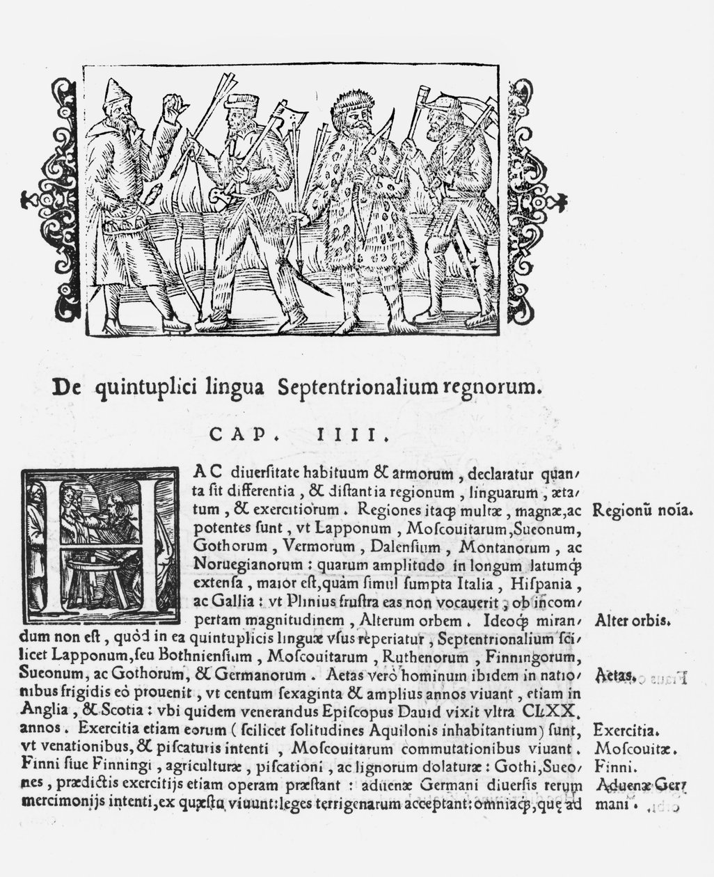 مجموعة متنوعة من اللغات ، من تاريخ الشعوب الشمالية بواسطة Olaus Magnus (1490-1558) ، نُشر في روما ، 1555 بواسطة المدرسة الايطالية