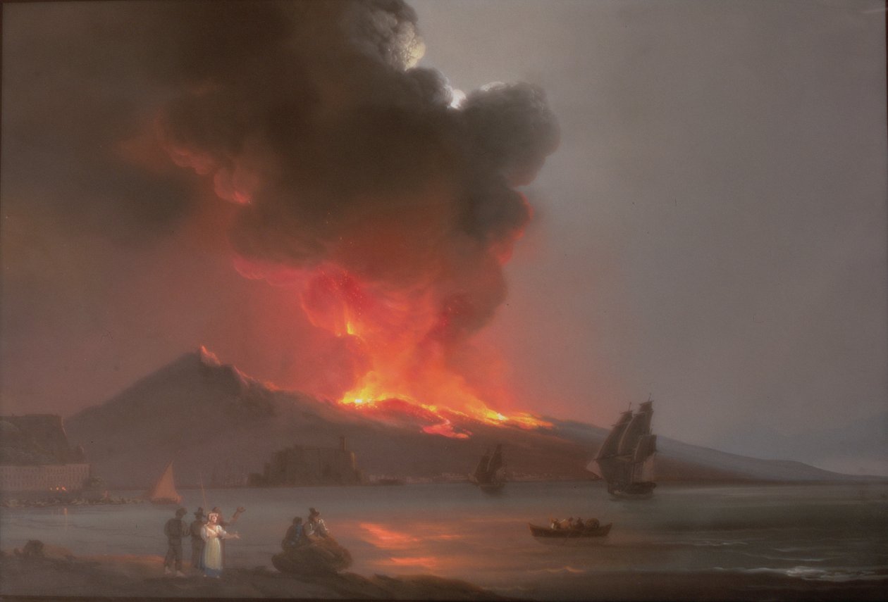Vesuvius Erupting في عام 1820 بواسطة المدرسة الايطالية