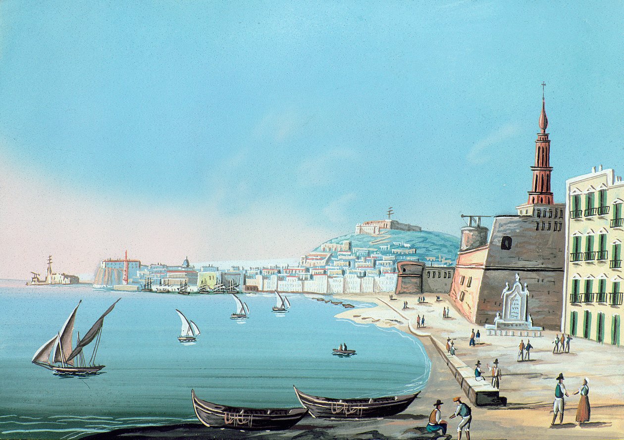 منظر لنابولي من كارمين ، ج .1845 بواسطة المدرسة الايطالية