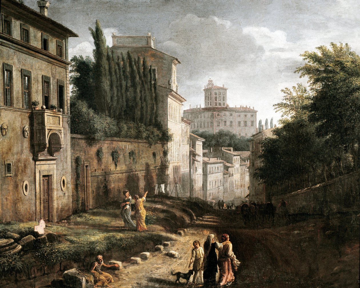 View of the San Bonaventura street in Palatine hill in Rome (Painting بواسطة المدرسة الايطالية