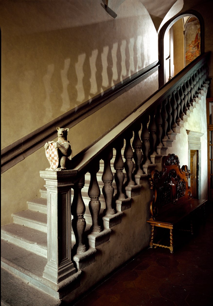 منظر لسلالم قاعة المدينة (Palazzo degli Anziani) بواسطة المدرسة الايطالية