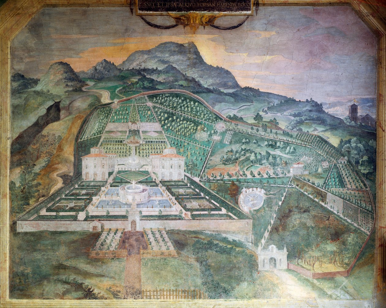 Villa Lante in Bagnaia, c.1581 (fresco) بواسطة المدرسة الايطالية