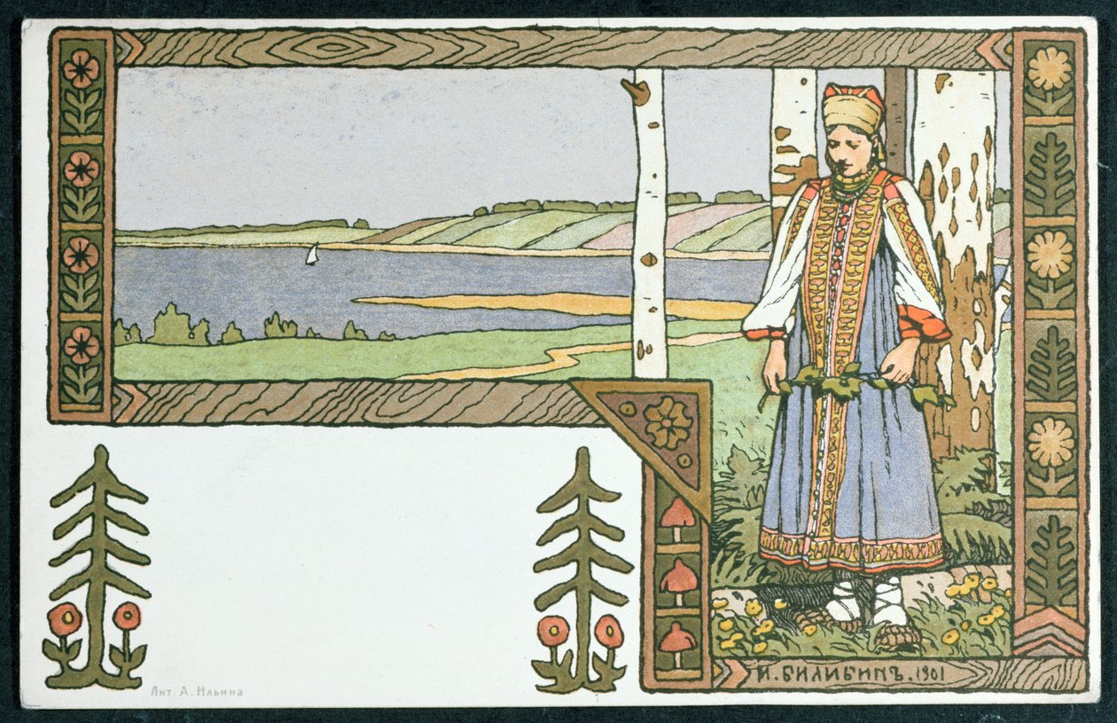 الفتاة الصغيرة وشجرة البتولا ، 1901 بواسطة إيفان ياكوفليفيتش بيليبين