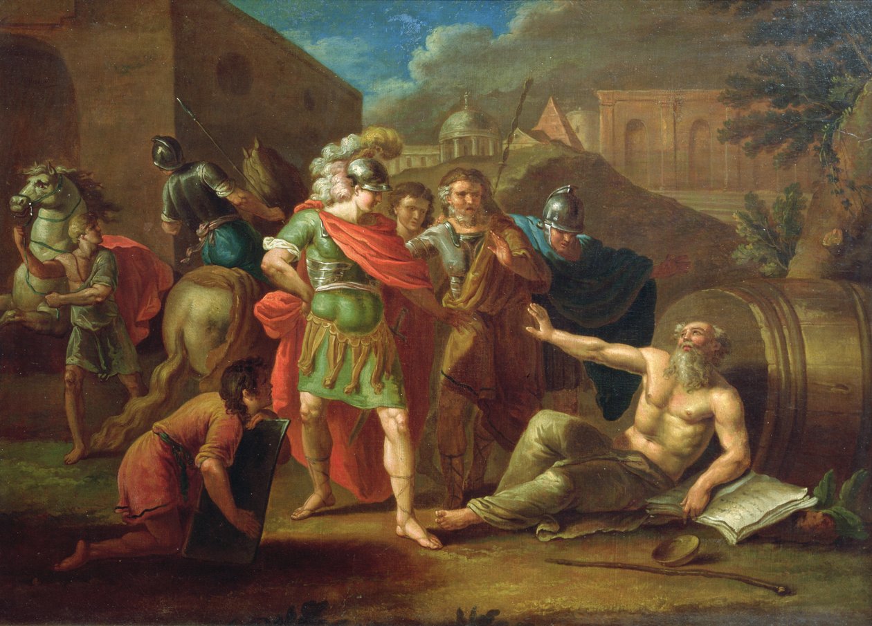 الإسكندر الأكبر يزور Diogenes في كورينث ، 1787 بواسطة إيفان فيليبوفيتش توبيلف