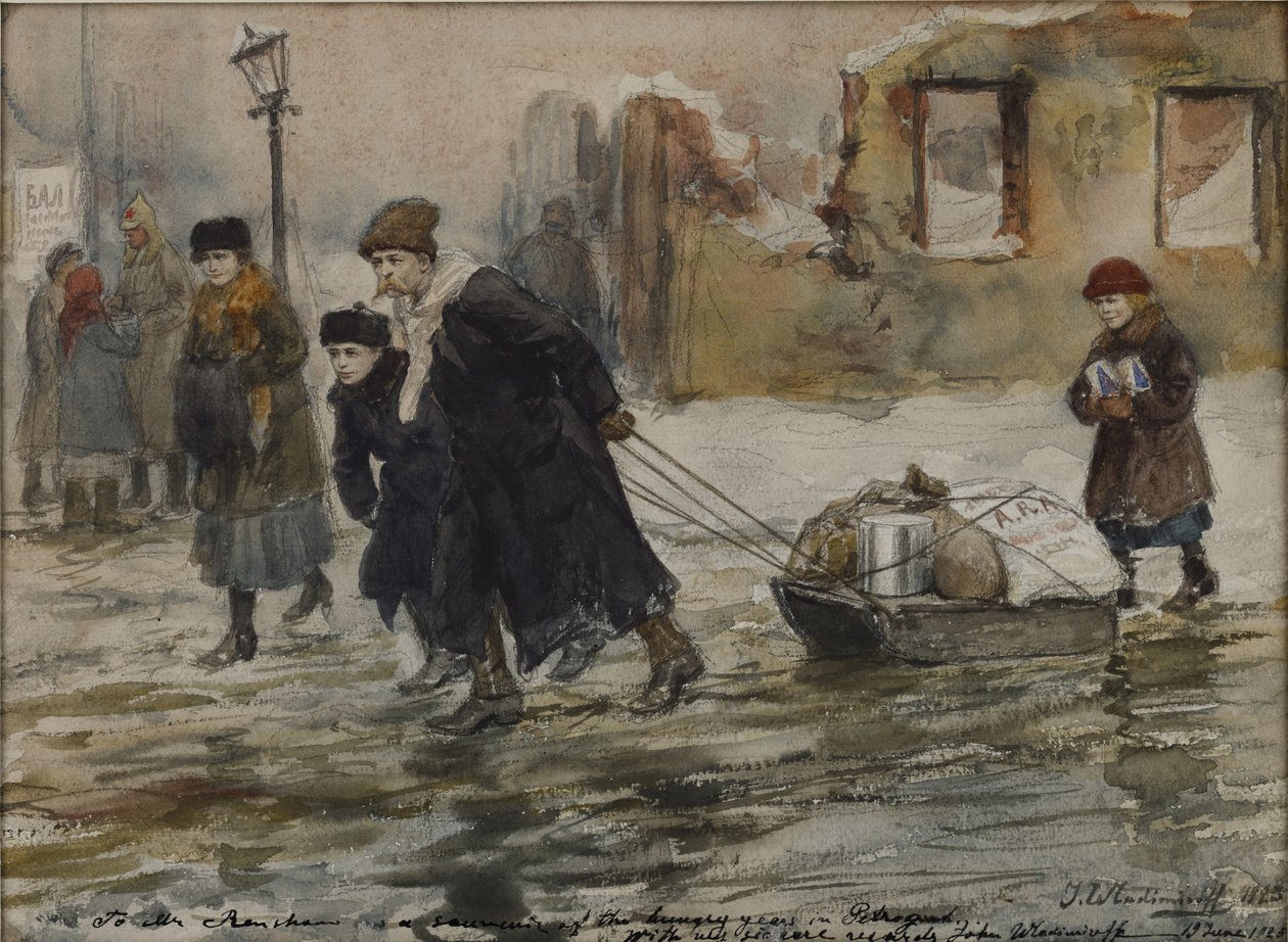 نقل الطعام على زلاجة ، 1923. بواسطة إيفان أليكسيفيتش فلاديميروف