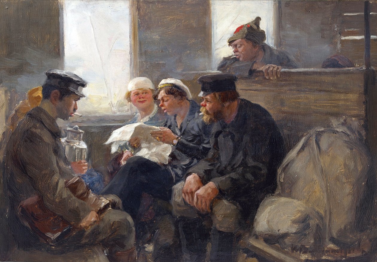 مجموعة من البلاشفة في قطار بواسطة فلاديميروف ، إيفان أليكسييفيتش (1869-1947). زيت على خشب بواسطة إيفان أليكسييفيتش فلاديميروف