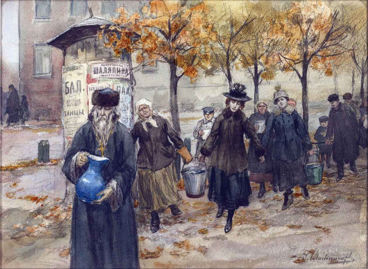 بتروغراد بدون ماء بقلم فلاديميروف وإيفان أليكسييفيتش (1869-1947). ألوان مائية ، غواش على ورق بواسطة إيفان أليكسييفيتش فلاديميروف
