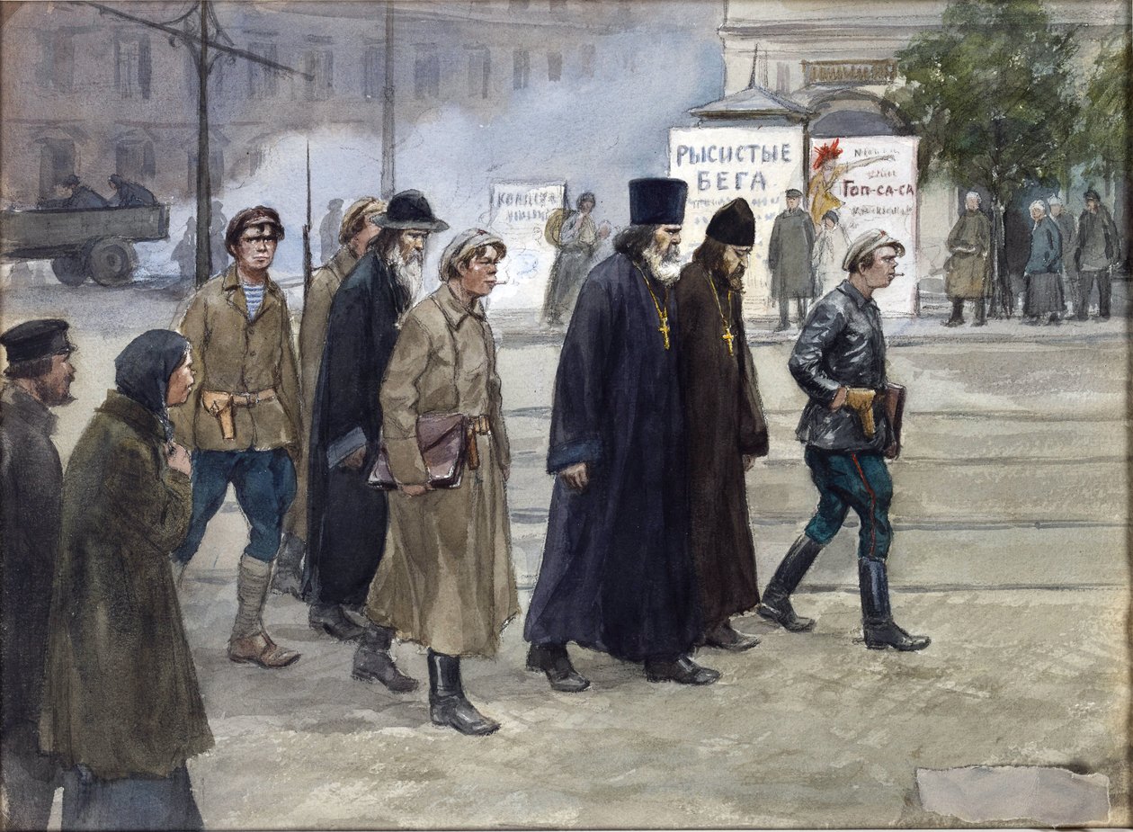 نقل الكهنة للحكم من قبل فلاديميروف ، إيفان أليكسييفيتش (1869-1947). ألوان مائية ، غواش على ورق بواسطة إيفان أليكسييفيتش فلاديميروف