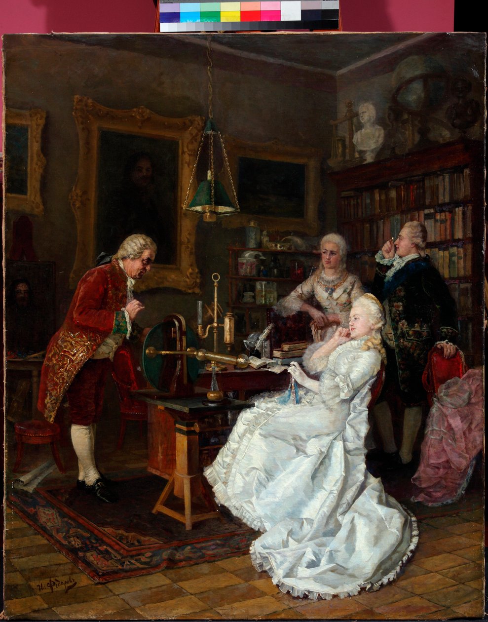 الإمبراطورة كاثرين الثانية من روسيا (1729-1796) تزور ميخائيل لومونوسوف (1711-1765) (الإمبراطورة كاثرين تزور إم لومونوسوف) لوحة رسمها إيفان فيودوروف (فيودوروف) (1853-1894) بواسطة إيفان فيودوروف