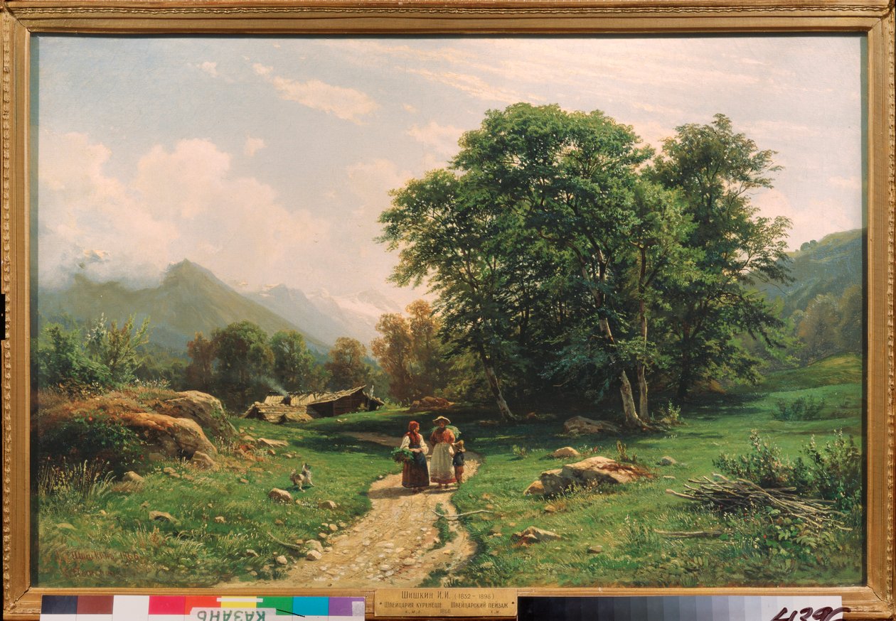 Vue en Suisse (منظر في سويسرا) - لوحة إيفان إيفانوفيتش شيشكين (شيشكين) (1832-1898) ، زيت على قماش بواسطة إيفان إيفانوفيتش شيشكين
