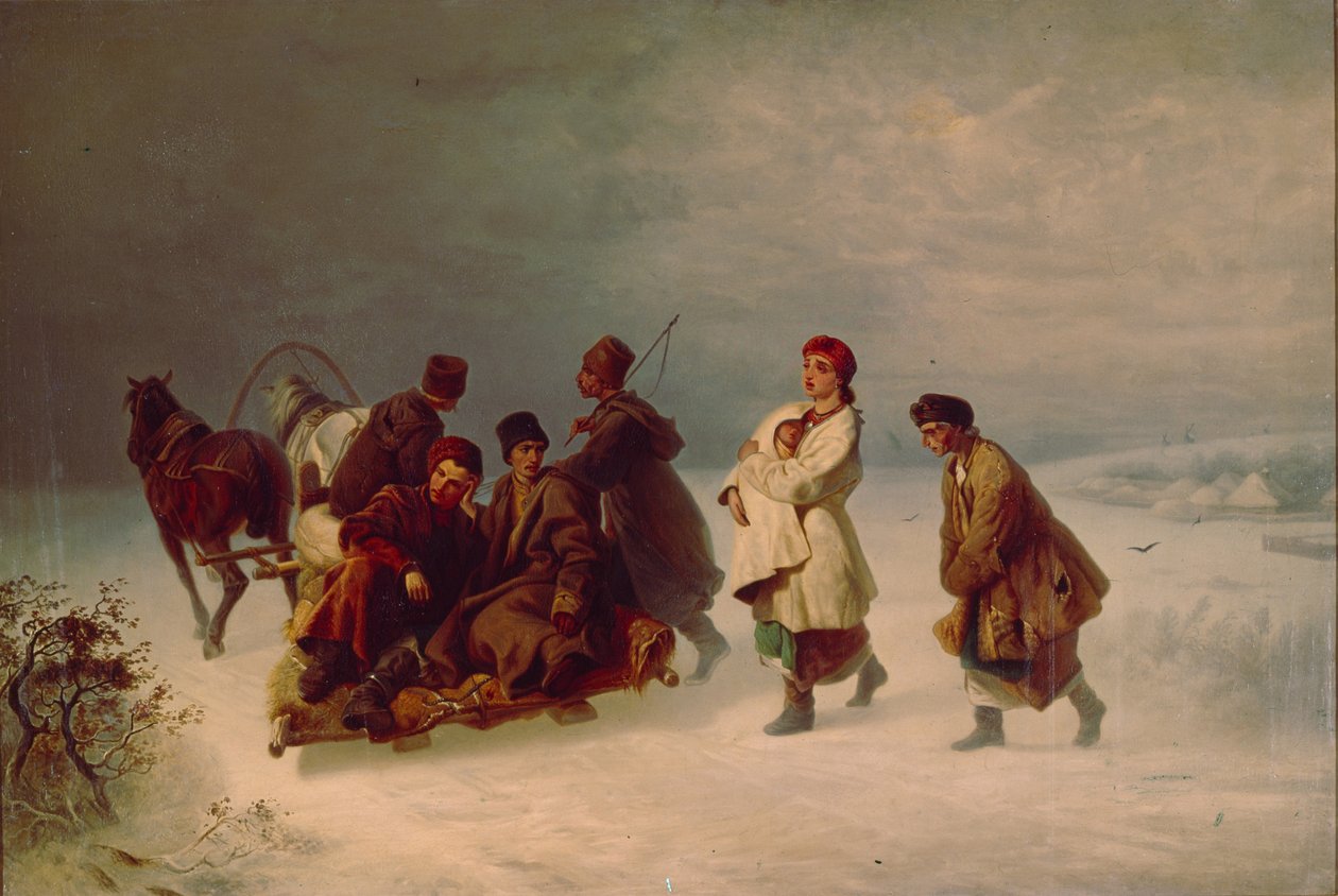 وداع المجندين ، 1860 بواسطة إيفان إيفانوفيتش سوكولوف