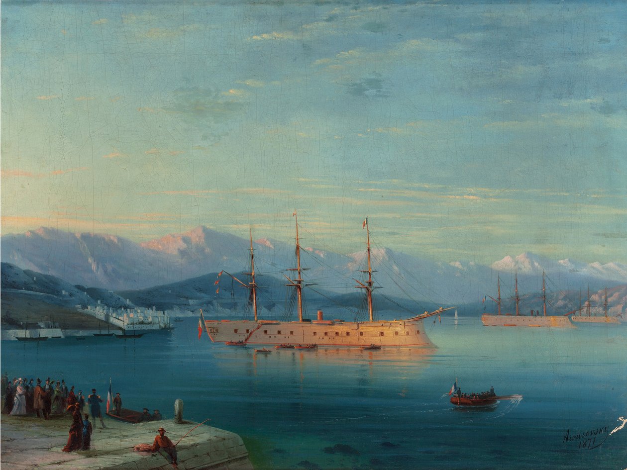 السفن الفرنسية المغادرة للبحر الأسود 1871 (زيت على قماش) بواسطة إيفان كونستانتينوفيتش أيفازوفسكي