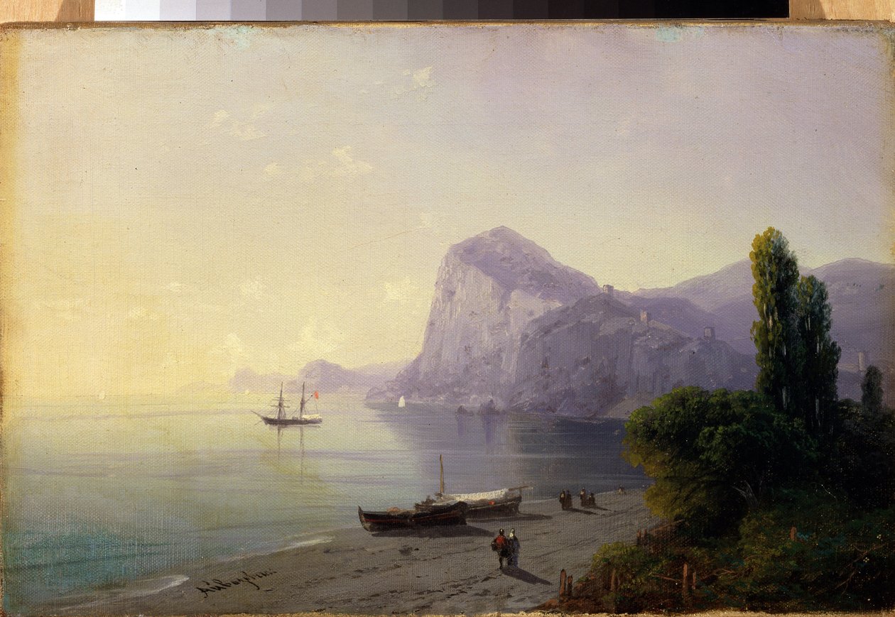 La forteresse de Sudak (أوكرانيا) (Sudak ، القلعة). Peinture de Ivan Konstantinovich Aivazovsky (Ivan Konstantinovich Aivazovsky بواسطة إيفان كونستانتينوفيتش أيفازوفسكي