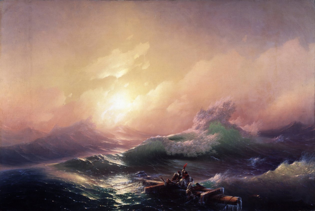 La neuvieme المبهم (الموجة التاسعة). Peinture de Ivan Konstantinovich Aivazosky (Ivan Konstantinovitch Aivazovski بواسطة إيفان كونستانتينوفيتش أيفازوفسكي