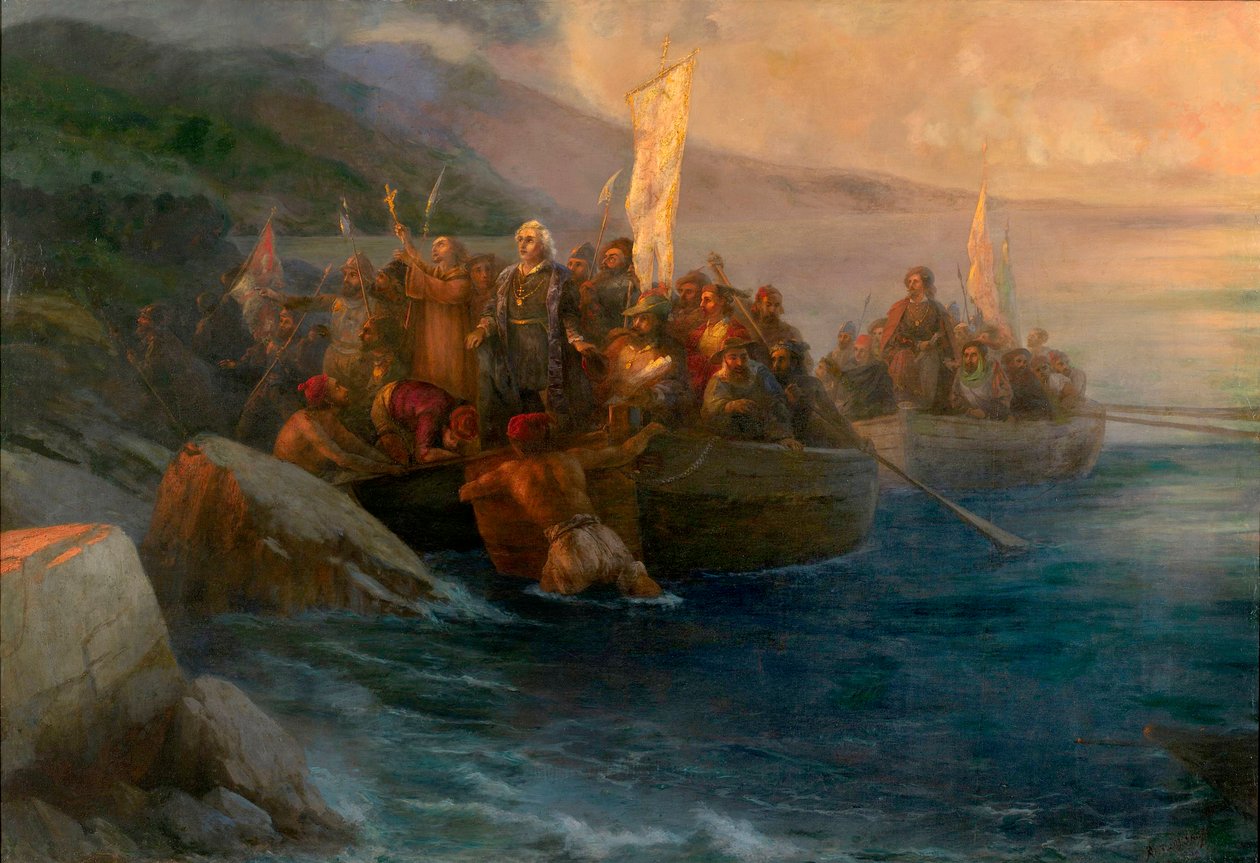 وصول المستكشف كريستوفر كولومبوس (1451-1506) إلى أمريكا بواسطة إيفان كونستانتينوفيتش أيفازوفسكي