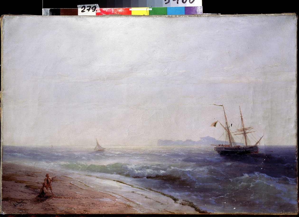 Líle de Tzapri (إيطاليا) (Tzapri Iceland). Peinture de Ivan Konstantinovich Aivazosky (Ivan Konstantinovich Aivazovsky بواسطة إيفان كونستانتينوفيتش أيفازوفسكي