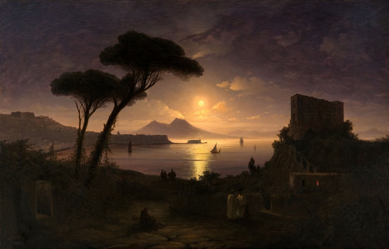 خليج نابولي في Moonlit Night ، 1842 بواسطة إيفان كونستانتينوفيتش أيفازوفسكي