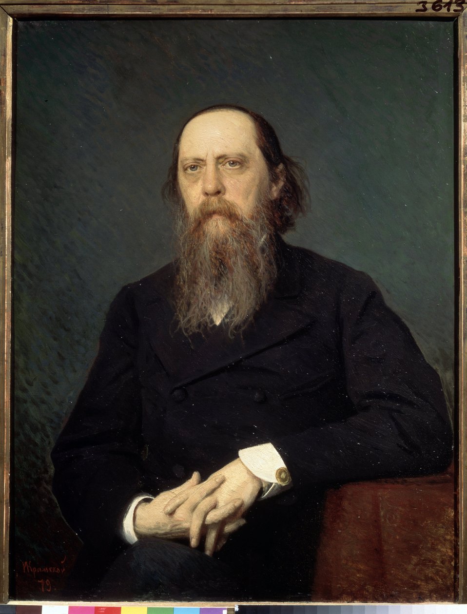 صورة للكاتب ميخائيل سالتيكوف ششرين (Saltykov Shchedrin، Saltykov-Shchedrin، Saltykov Shchedrin) (1826-1889) (صورة شخصية للمؤلف M. Saltykov Shchedrin). لوحة إيفان نيكولايفيتش كرامسكوي (1837-1887) ، زيت على قماش بواسطة إيفان نيكولايفيتش كرامسكوي