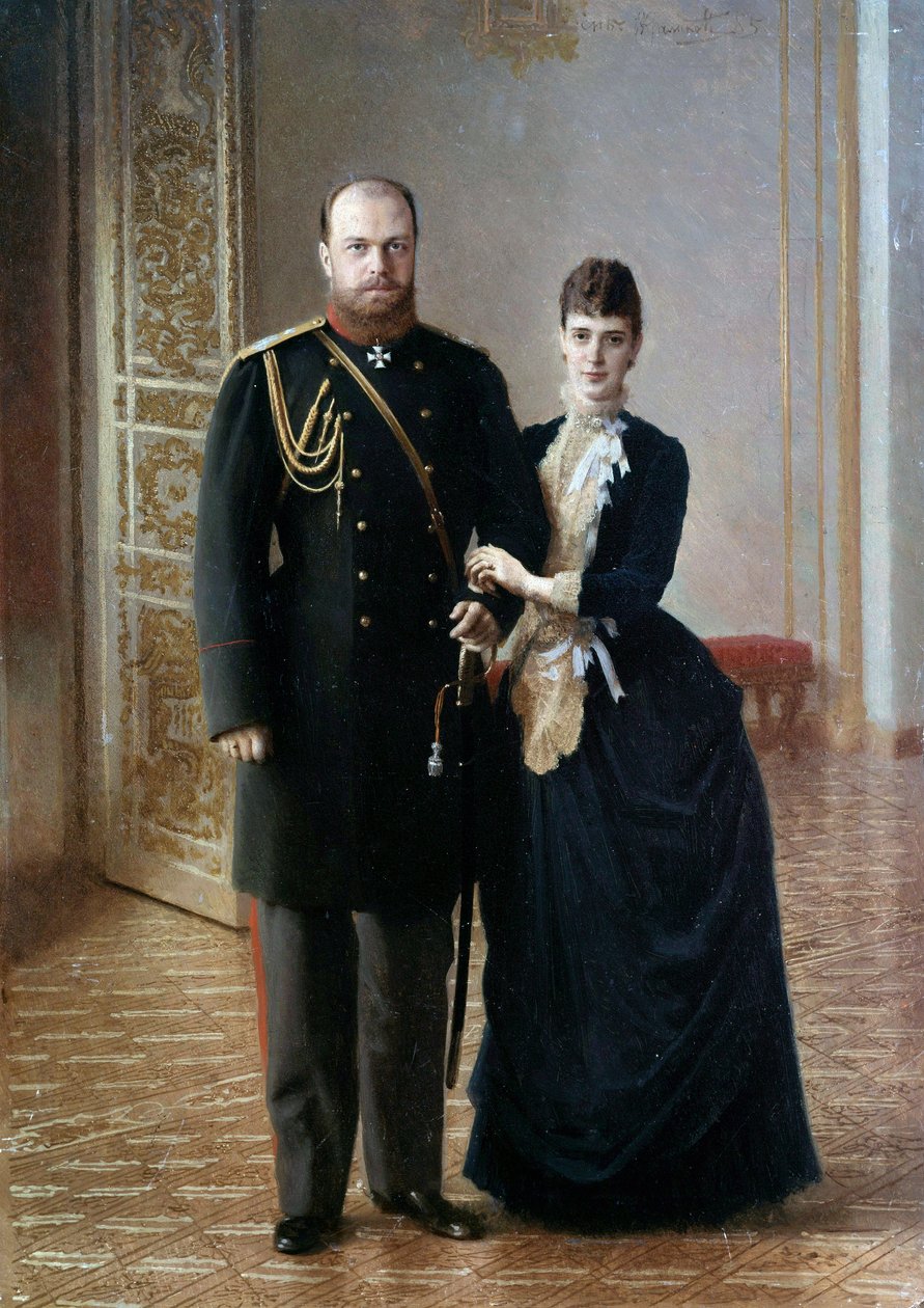 صورة للقيصر الروسي ألكسندر الثالث (1845-1895) مع زوجته ماريا فيدوروفنا لوحة إيفان نيكولايفيتش كرامسكوي (كرامسكوي) (1837-1887) بواسطة إيفان نيكولايفيتش كرامسكوي