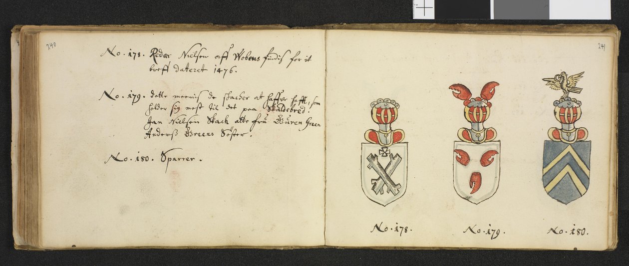 رسم توضيحي مأخوذ من أرشيف خاص في المكتبة الوطنية بعنوان Insignia quædam virorum illustrium in Norvegia quodam Habantium بواسطة Iver Nielssøn Hirtzholm بواسطة إيفر هيرتزهولم