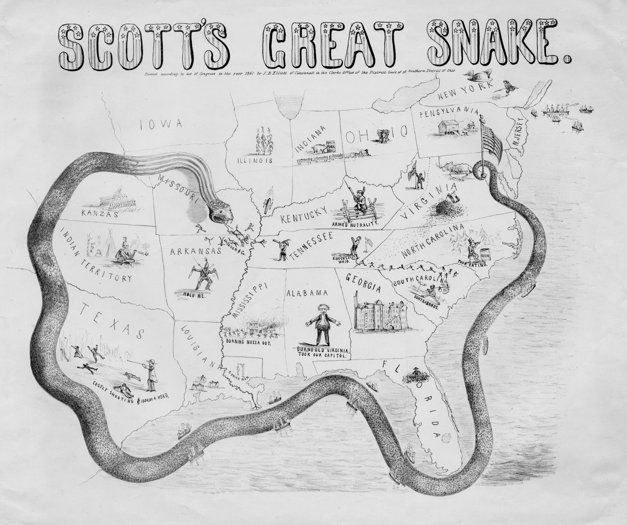 ثعبان سكوتس العظيم ، نشر في سينسيناتي ، 1861 بواسطة JB Elliott