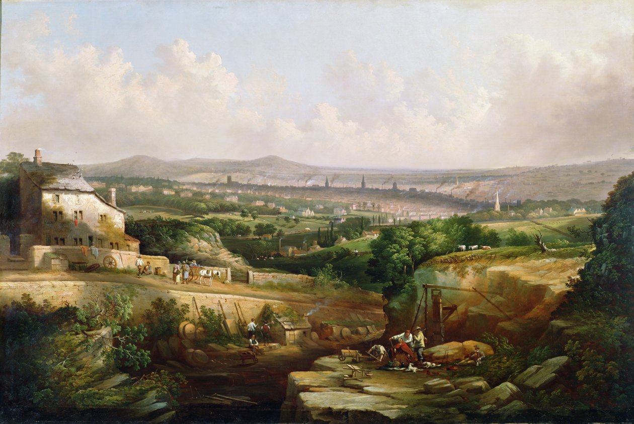 منظر لشيفيلد من Psalter Lane ، c.1850 بواسطة جيه ماكنتاير