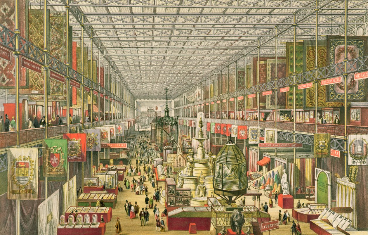 منظر للإدارة البريطانية للمعرض الكبير لعام 1851 ، نقشه روبرت كينت توماس (1816-1884) ، داي أند سون ، حانة 1851 بقلم أكرمان بواسطة جيه ماكنفين