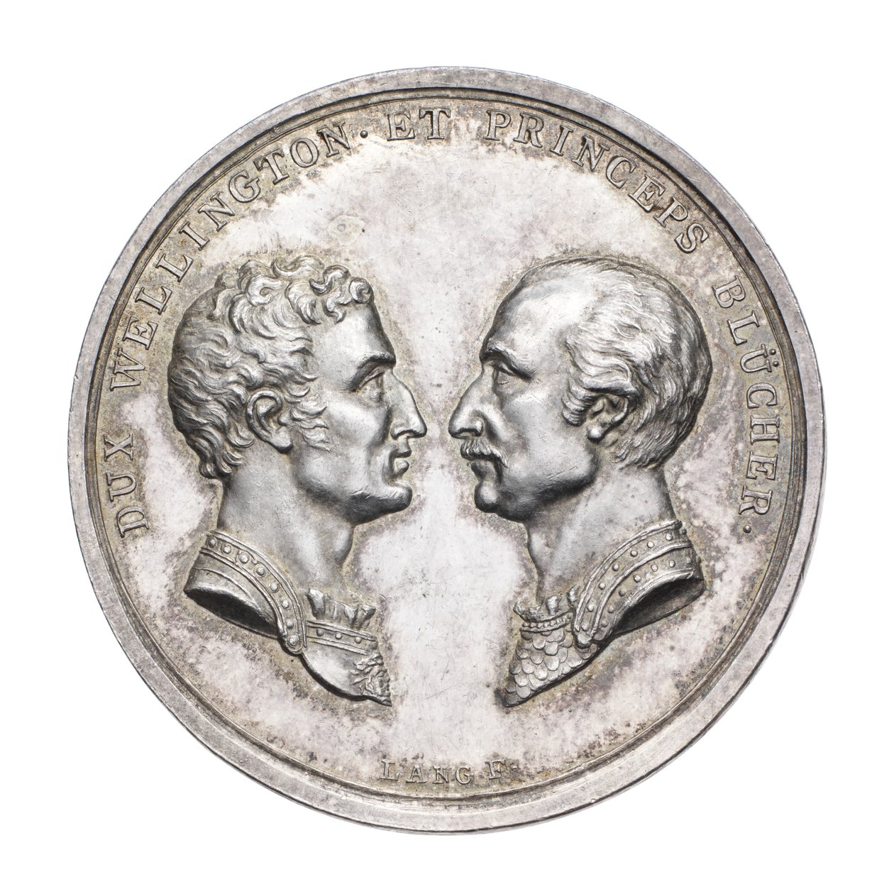 ميدالية لإحياء ذكرى دوق ويلينجتون و المشير فون بلوخر 1815 ، c.1815 (فضي) بواسطة JN Lang