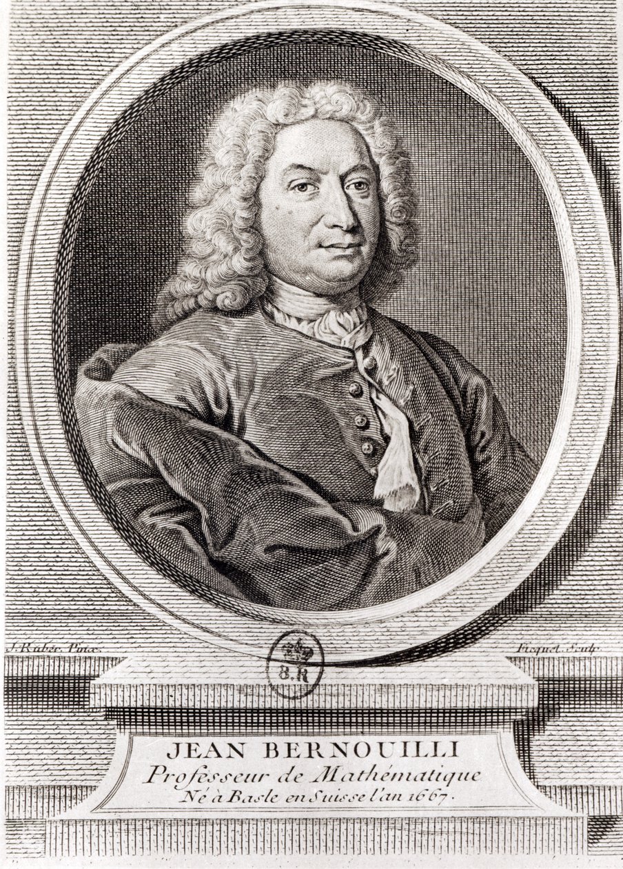 صورة جان برنولي (1667-1748) منقوشة بواسطة إتيان فيكيت (1719-1794) (صور من وزن الجسم) بواسطة جيه. روبر