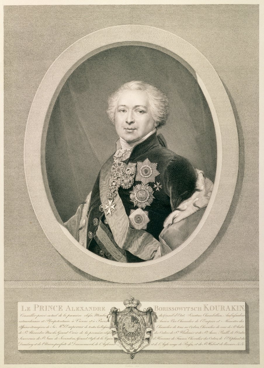 صورة للأمير كوراكين ، نقشها نيكولاي إيفانوفيتش أوتكين (1780-1863) ، 1812 (النقش بالنقش) بواسطة JB Renu