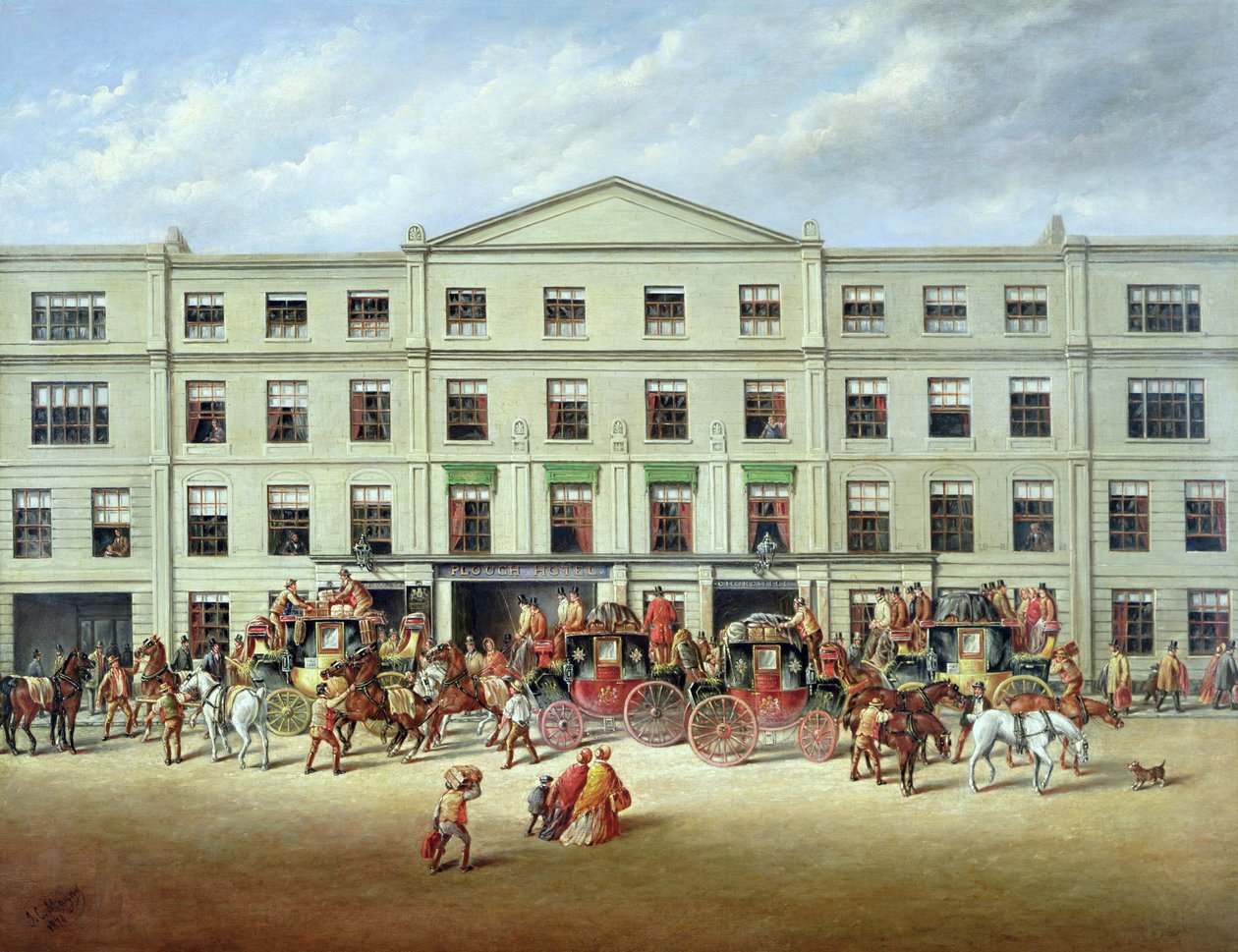 تغيير الخيول خارج Plow Inn ، Cheltenham ، 1870 بواسطة جي سي ماجس