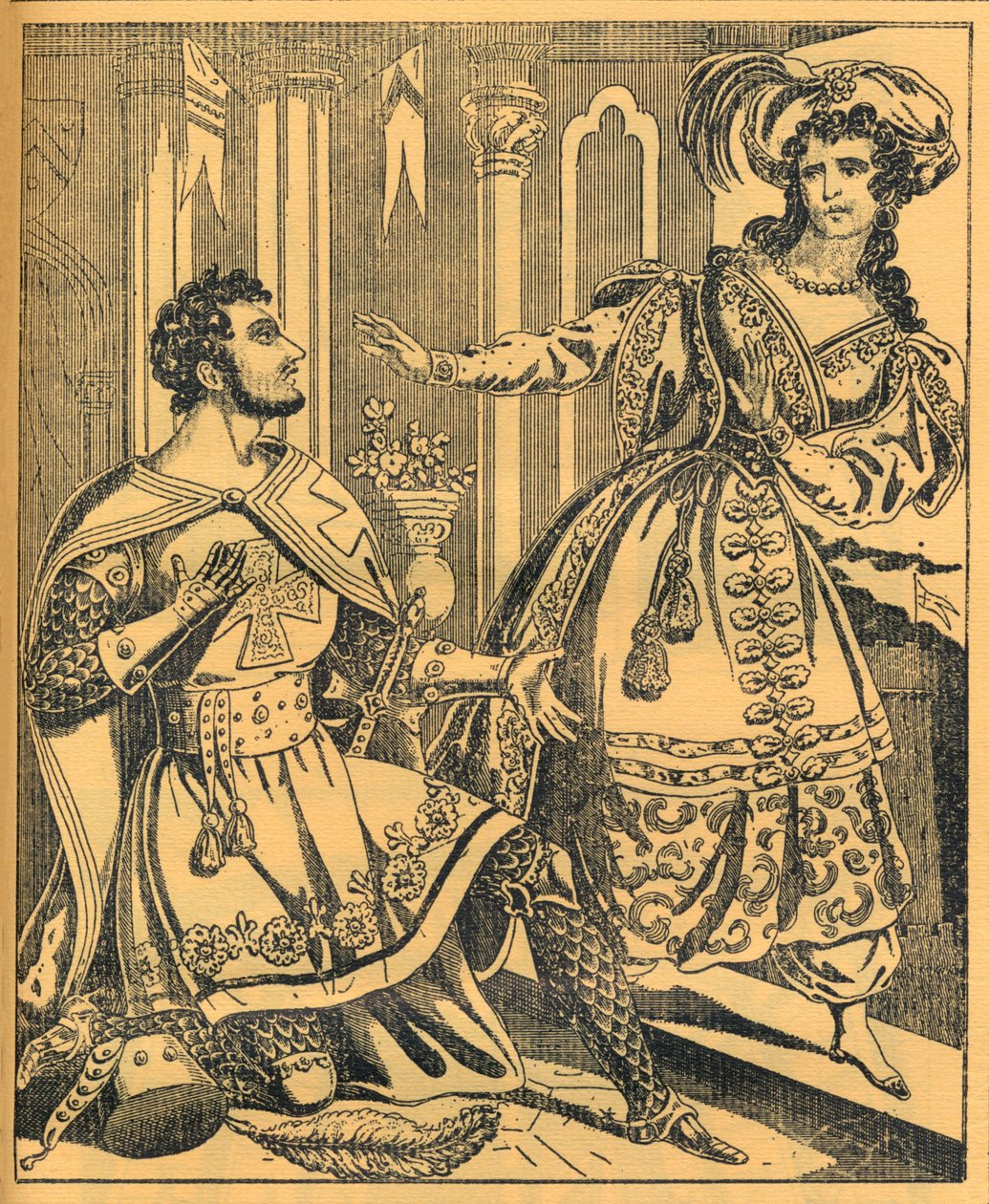 "Ivanhoe: Sir Brian de Bois Guilbert & Rebecca" ، القرن التاسع عشر بواسطة JL ماركس