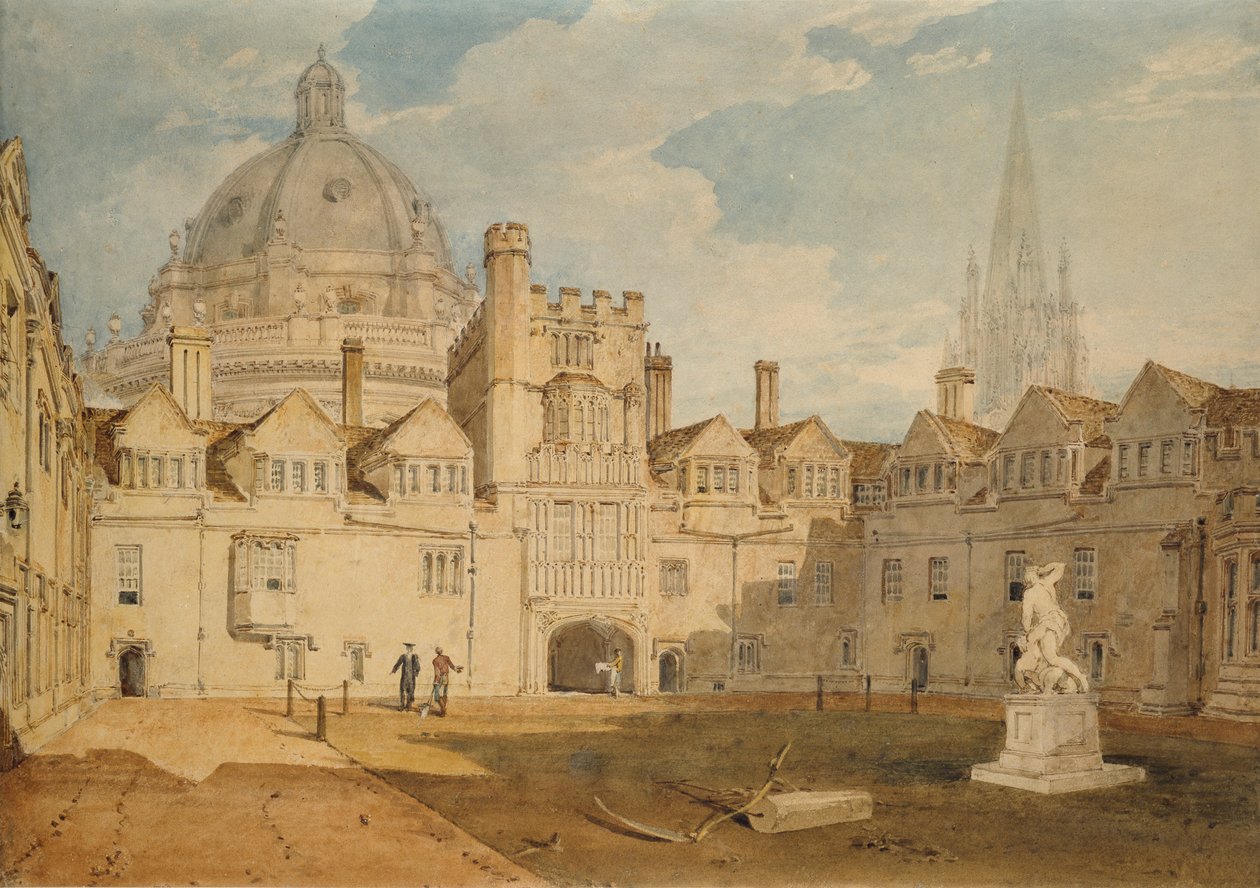 منظر من داخل كلية Brazen Nose Quadrangle ، أكسفورد ، 1803-1804 بواسطة جوزيف مالورد وليام تورنر