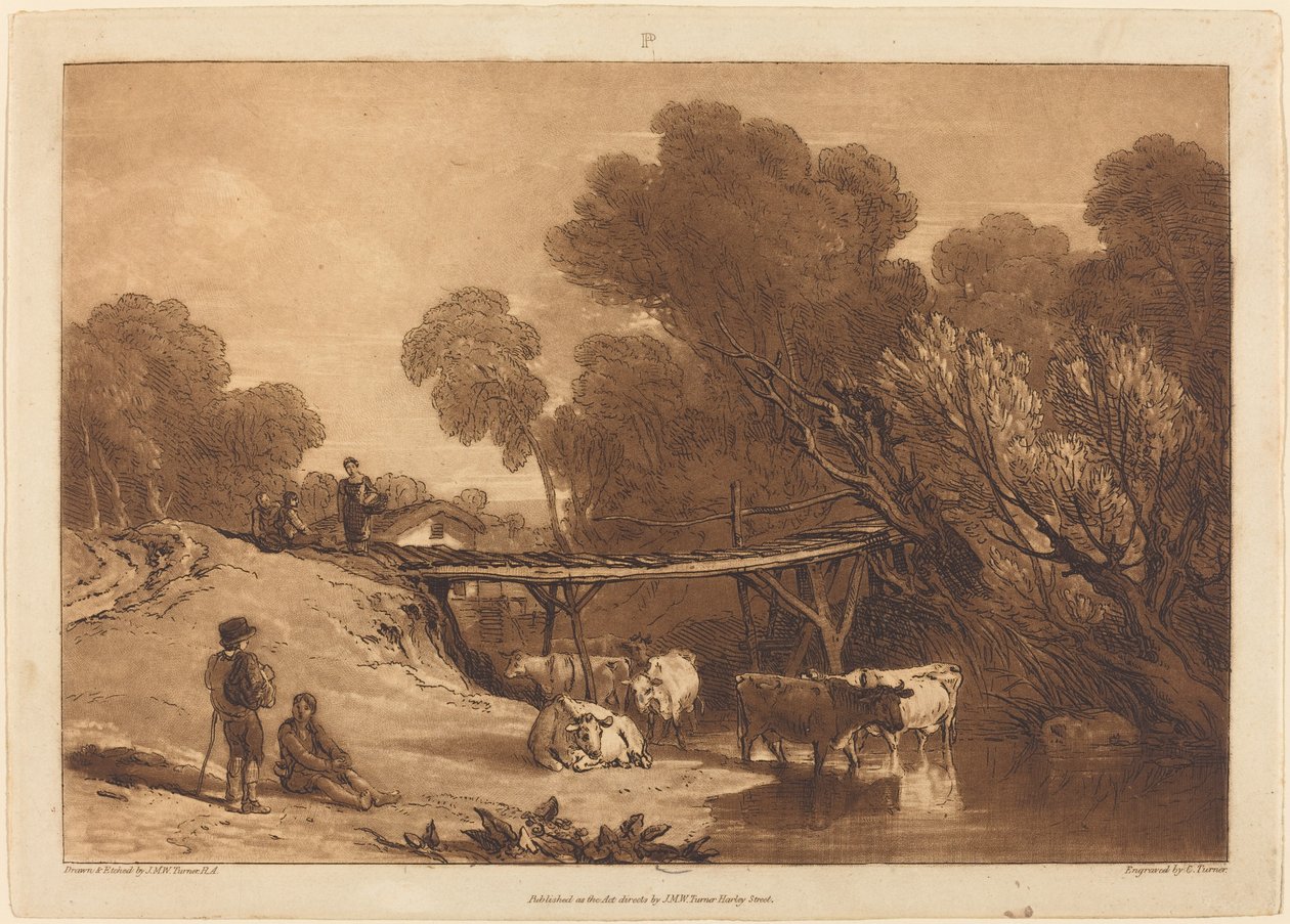 Bridge and Cows ، تم نشره عام 1807. بواسطة جوزيف مالورد وليام تورنر
