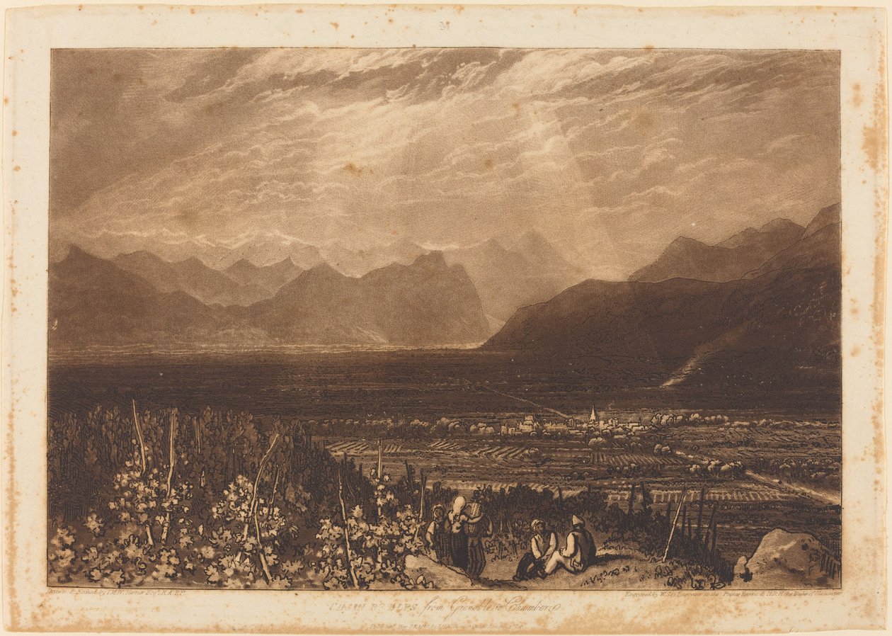 سلسلة جبال الألب من غرونوبل إلى شامبيري ، نُشرت عام 1812 بواسطة جوزيف مالورد وليام تورنر