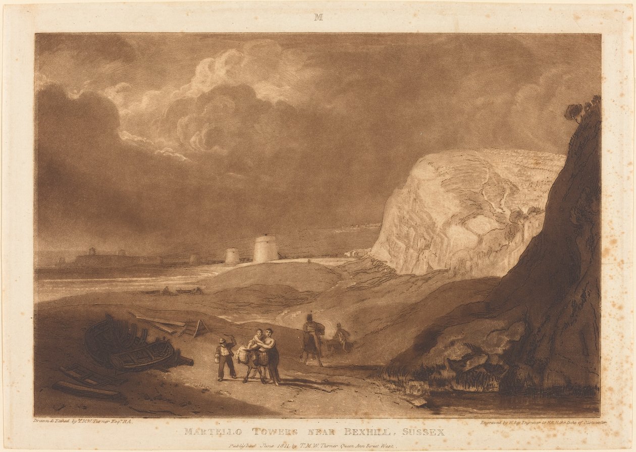 تم نشر أبراج Martello بالقرب من Bexhill ، Sussex ، عام 1811. بواسطة جوزيف مالورد وليام تورنر