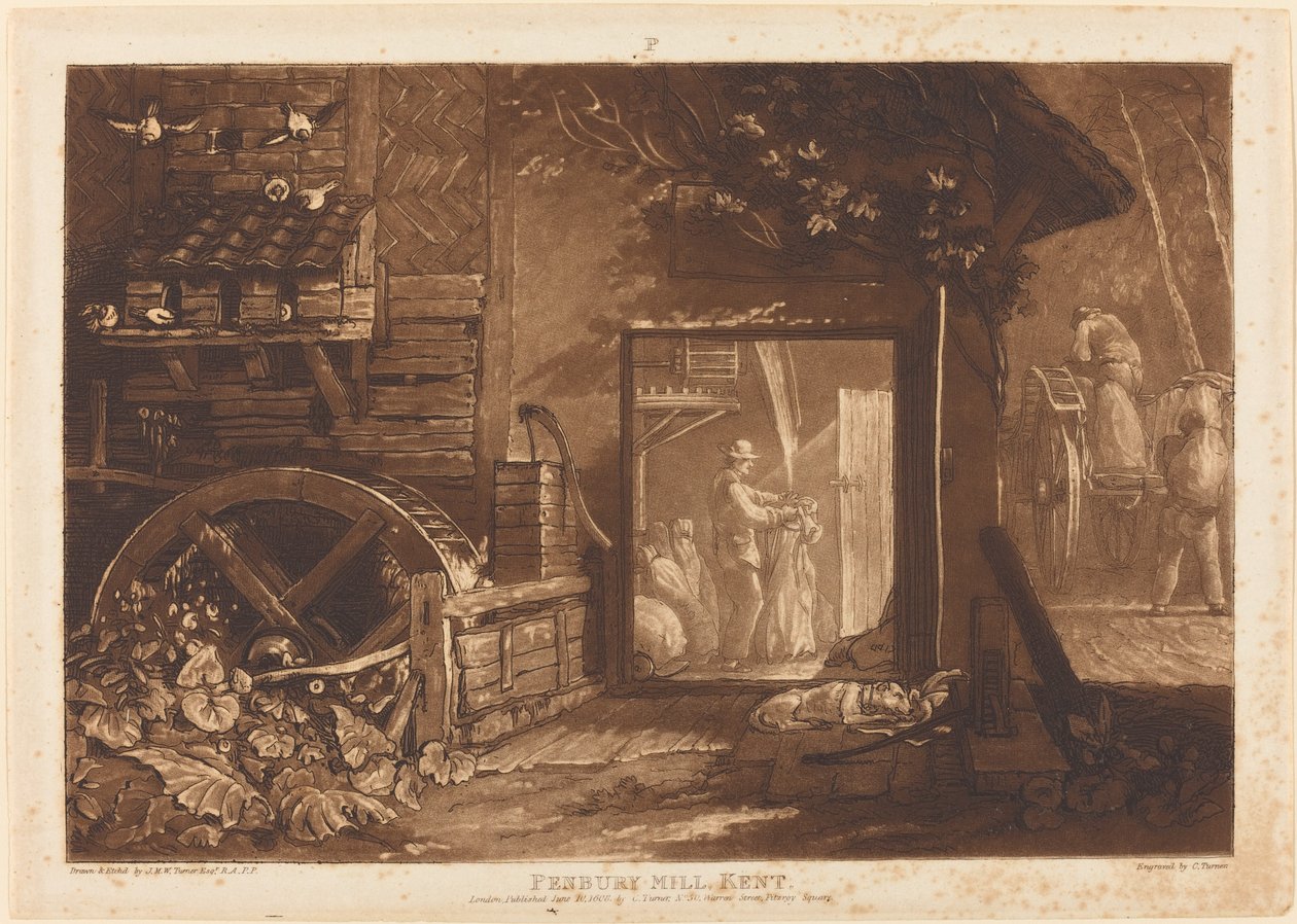 Pembury Mill ، Kent ، تم نشره عام 1808. بواسطة جوزيف مالورد وليام تورنر